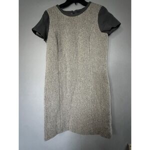 Talbots Dress Womens 8 Gray Tweed Short‎ Sleeve Shift Wool Blend Office Work